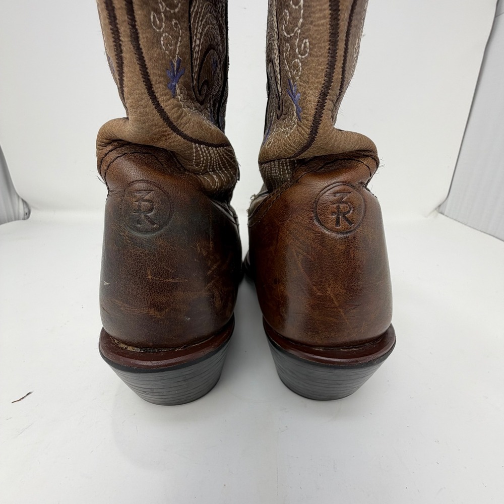 Tony Lama 3R Brown Leather Embroidered Square Toe Western Boots RR2016L Mens 10B - Picture 5 of 16